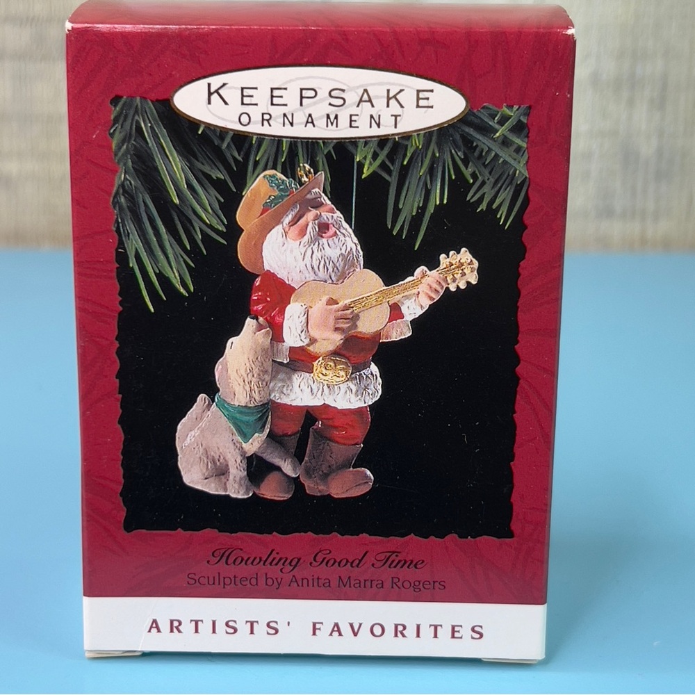 Hallmark Keepsake Ornament 1993 Howling Good Time Handcrafted & Dated Dog Santa